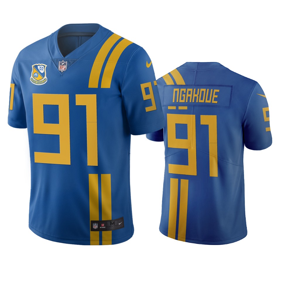 Men Nike Jacksonville Jaguars 91 Yannick Ngakoue Royal Vapor Limited City Edition NFL Jersey